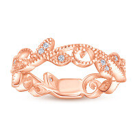 wholesale 925 Sterling Silver Alliexpress Cross-border Leaf Pattern Jewelry Women's Non-Tarnish European & American Fashion Leaf Zircon Ring-Rose Gold US Size 9#