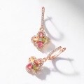wholesale S925 Sterling Silver Small Fresh Four-Leaf Clover Tourmaline Earrings with Colored Crystal Ear Clips, Fashionable and Dopamine-Enhancing Accessory-0-1