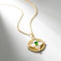 wholesale New S925 Sterling Silver Chinese Style Four-Leaf Clover Pendant with Inlaid Jadeite Necklace for Women, Light Luxury Wholesale Customization-0-1