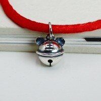 wholesale 925 Sterling Silver Retro Zodiac Year Small Tiger Head Bell Pendant Handwoven Red Cord Bracelet Pendant DIY Accessory-Tiger bell (3000128) Single (without rope)