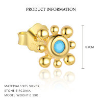 wholesale S925 Sterling Silver Turquoise Retro Earrings For Women,,。-E5025-Gold/Single 925 Silver
