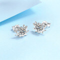 wholesale S925 Sterling Silver Adorable 1ct Moissanite Antler Stud Earrings, Simple Fashion Sparkling Cute Hypoallergenic Earrings-0-2