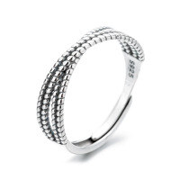 wholesale S925 Sterling Silver Vintage Crossover Ring, Light Luxury Minimalist Style, Versatile Classic Gift, Index Finger Ring for Women-081J/approx. 2g Opening adjustable