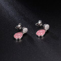 wholesale S925 Silver New Luxury Jewelry Accessories Pink Crystal Gemstone Earrings, French Romance Inlaid with Natural Colored Gemstones-0-1