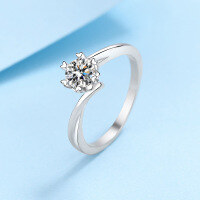 wholesale PT950 gold-plated S925 silver ring for women with 30-50 point moissanite snowflake ring, wholesale from manufacturers for proposal-4mm zircon 14