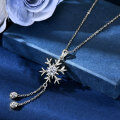 S925 Silver Moissanite Snowflake Tassel Necklace, Fashion Pendant Wholesale-0-0