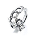 wholesale S925 metal Chinese style retro distressed lucky cat charm ring, creative and versatile fashion ring for women-0-4