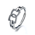 wholesale S925 Sterling Silver Geometric Irregular Chain Letter B Ring Ins Niche Minimalist Style Versatile Fashion Index Finger Ring-0-6