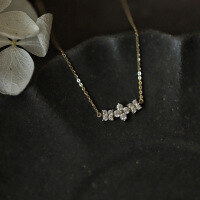 wholesale S925 Sterling Silver Fresh and Sweet Ins Style Niche Design Sense Personality Minimalist Diamond-Inlaid Flower Necklace Y01891-S925 silver necklace silver 925 silver