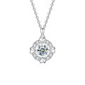 Sterling Silver Moissanite Leaping Heart Pendant Necklace-0-3