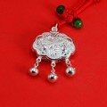 wholesale 990 Silver "Fu" Character Filigree Longevity Pendant, Pure Silver Baby/Child Silver Locket, Adult Peace Locket, Silver Jewelry Blessing Locket-0-3