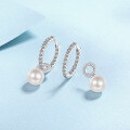 wholesale S925 Sterling Silver Freshwater Pearl Ear Clips with Moissanite, Women's Minimalist Luxury Design, Hot Selling Ready to Ship Wholesale-0-1
