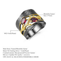 wholesale S925 Sterling Silver Secret Garden High-End Designer Ring with Inlaid Natural Gemstones on a Branch in the Cleft-Natural Amethyst Ring US Size 8