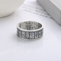 wholesale S925 Silver Retro Creative Multi-Blessing Design with Inner Wall Engraved Scriptures, Vintage Trendy Adjustable Ring-0-2