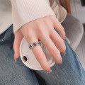 wholesale S925 Sterling Silver Retro Geometric Irregular Open Ring with a Unisex and Trendy Style-0-3