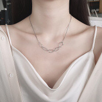 wholesale S925 Sterling Silver Irregular Patchwork Chain Trendy Versatile Women's Collarbone Necklace-593LH/approx. 6g>925 silver