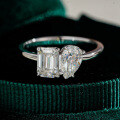 925 Sterling Silver Moissanite Classic 1 Carat Asymmetrical Ring-0-4