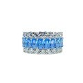 wholesale 925 Sterling Silver, MuJing New Jewelry, European and American Style Simulated Diamond Aquamarine Zirconia Eternity Ring for Women, Trendy Ins Style-0-4
