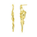 wholesale S925 Sterling Silver Korean Version Small Niche Personality Irregular Long Smooth Wrinkle Design Earrings for Women-0-4