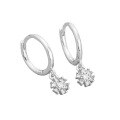 wholesale S925 Sterling Silver Floral Pendant Hoop Earrings with Sweet and Delicate Petal Diamond Accents in Ins Style-0-6