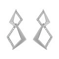 wholesale S925 Sterling Silver Korean Version Ins Minimalist Geometric Rhombus Inlaid Zircon Earrings for Women-0-5