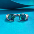 wholesale Metal S925 Silver European and American Style Simulated Emerald 5*5 Sugar Loaf Open Ring, Fashionable and Minimalist, Cross-Border Fast Selling-0-0