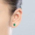 S925 Sterling Silver Oval Emerald-Cut Stud Earrings for Fashionable Commuting-0-0