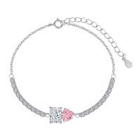 wholesale S925 Sterling Silver Cross-Border Ins Bracelet for Women, Small Niche Luxury with 8A Ice Powder, Tennis Zircon, and Heart-Shaped Design-DY150156 925 silver