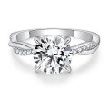 wholesale S925 sterling silver plated with 18K gold, 2-carat classic four-prong moissanite ring for women's engagement, cross-border hot-selling new style-0-3