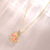 wholesale S925 Sterling Silver Niche Designer-style Wish Unicorn Necklace for Women with Pink Diamond Accents Heart Pendant Collarbone Chain-Unicorn necklace