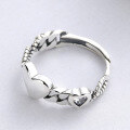 wholesale S925 Sterling Silver Twisted Heart Minimalist Design Open Adjustable Ring with a Luxurious Feel-0-2