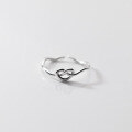 wholesale S925 Sterling Silver Knot Love Heart Ring for Women, Irregular Wave Open Adjustable Ring J9517-0-2