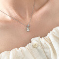wholesale 925 Silver Fresh Sweet Ins Style Niche Design Inlaid Diamond Heart Bear Hoop Necklace Y02120-0-0