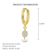 wholesale S925 Sterling Silver Light Luxury Zircon Petal French Earrings For Women, Fashionable And Unique European And American Niche Design Versatile Ear Accessories-E5265-Gold/Pair 925 Silver