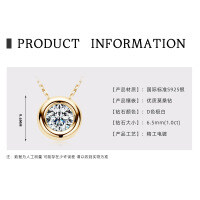 Sterling Silver 2-Carat Moissanite Ingot Pendant Necklace-Bubble Necklace [K Gold]  925 Silver