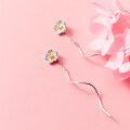 wholesale S925 silver earrings for women, Korean-style fresh plant floral with golden pistil flower wave sweet earrings G7418-0-2