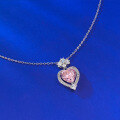 wholesale S925 Sterling Silver 10*10mm Heart-shaped Morganite Pink Pendant Necklace for Women, Classic and Simple Fashion Style-0-3