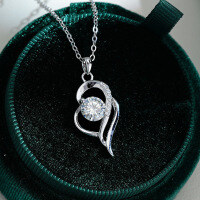 S925 Sterling Silver Pendant with D Color Moissanite Necklace, Women's Fashion Classic, Drop Shipping-1-carat necklace (moissanite setting)  925 silver
