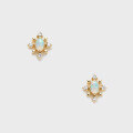 wholesale S925 Silver Plated 14K Gold Australian Opal Earrings with Fashion-Forward Minimalist Snowflake Design by Dunli Jewelry-0-0