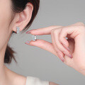 S925 Sterling Silver Full Moissanite Women's Classic Hoop Earrings-0-2