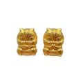 wholesale Metal material placed at the beginning: Gold-plated 925 ancient silver fittings with engraved "See no evil, hear no evil, speak no evil, think no evil" cat beads, including spacer beads, waist beads, and top beads for DIY-0-4