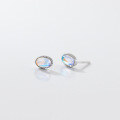 wholesale S925 Sterling Silver Korean Style Iridescent Synthetic Glass Stud Earrings, Simple and Elegant Women's Earrings M02693/M02726-0-3