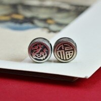wholesale S925 Sterling Silver Year of the Dragon Imitation Antique Dragon and Fu Character Spacer Bead Bracelet Handmade Braided Cord DIY Retro Chinese Style Accessories-Longfu beads (single piece without string)