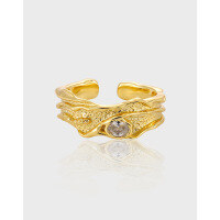 wholesale S925 Sterling Silver 3106 Niche, Unique, Instagram-worthy, Advanced, Versatile Textured Irregular Stripe Inlaid Diamond Design Women's Ring-Silver [No. 14/Adjustable] Opening adjustable