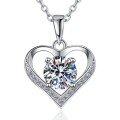 wholesale Metal material, one-carat moissanite fashion love heart necklace, clover pendant, versatile cross necklace-0-3