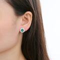wholesale S925 sterling silver elegant natural crystal topaz earrings with green chrysoprase and sapphire ear studs, small and exquisite-0-1
