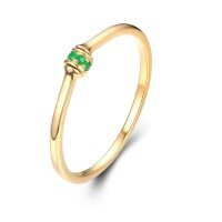 wholesale 18K Yellow Gold, 14K Rose Gold, 9K Gold Light Luxury Genuine Emerald Ring for Women, Gemstone Pinky Ring, Fashion Commuter Jewelry-9K Gold-Emerald 13#