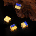 wholesale S925 Gold-Plated Silver with Inlaid Natural Lapis Lazuli Square-shaped Dzagli DIY Bracelet Necklace Design Spacer Bead Jewelry-0-2