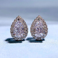 wholesale Silver 925 imported high-carbon diamond 5*8mm pear-shaped teardrop zirconia earrings for cross-border ins-E200 White Diamond &gt;925 Silver