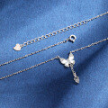 wholesale S925 Sterling Silver Petite and Unique Design Fresh and Sweet Fringe Butterfly Necklace for Women with White Shell Pendant, Same Style as on Poizon-0-3